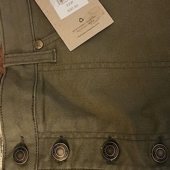 Frye & Co. Olive Green Bootcut Flare Raw Hem Stretch Button Fly Pants Sz 22W NWT - Picture 4 of 7